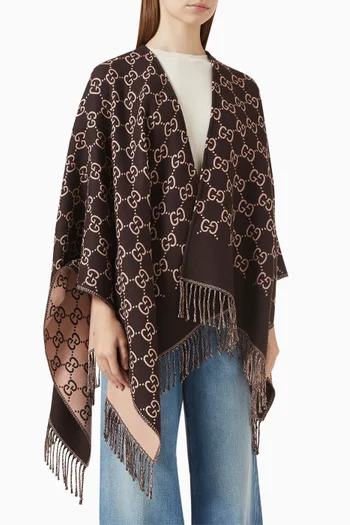 Fringe Jacquard Cape in GG Wool