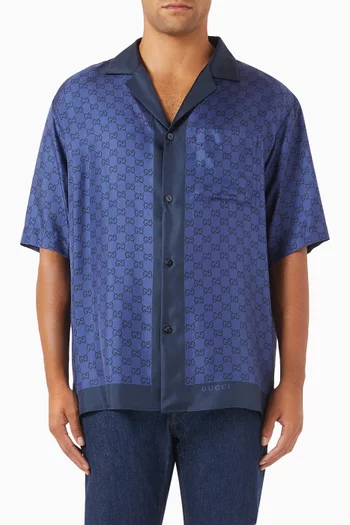 Printed Bowling Shirt in Silk-twill