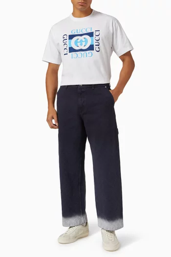 Bleached GG Jacquard Jeans in Denim