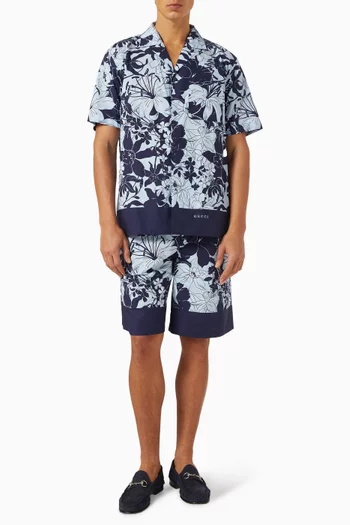 Floral-print Bermuda Shorts in Cotton