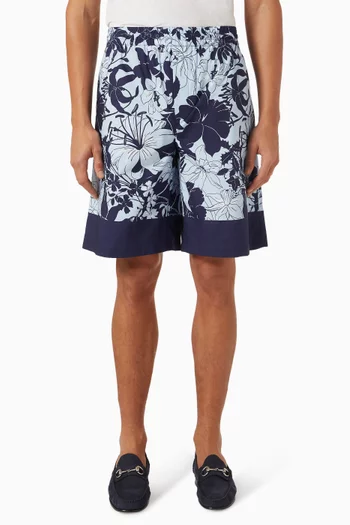 Floral-print Bermuda Shorts in Cotton