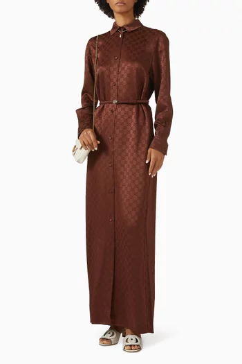Double G Belt Maxi Dress in Satin