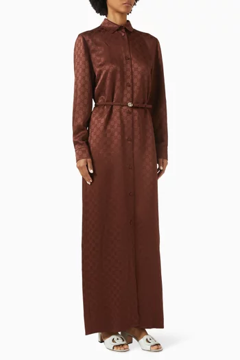 Double G Belt Maxi Dress in Satin