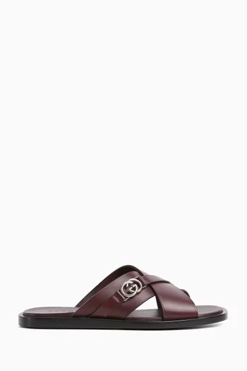 Interlocking GG Sandals in Leather