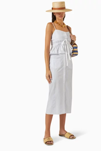 Striped Skirt in Cotton Fil Coupé