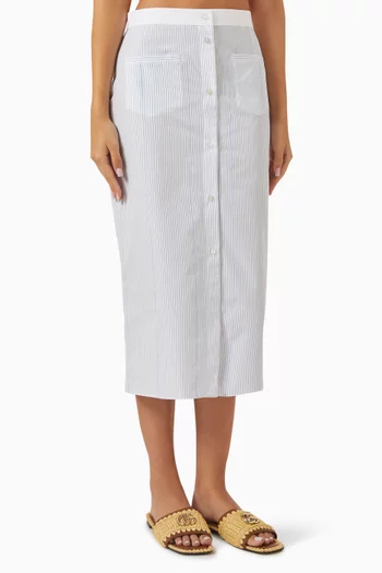 Striped Skirt in Cotton Fil Coupé