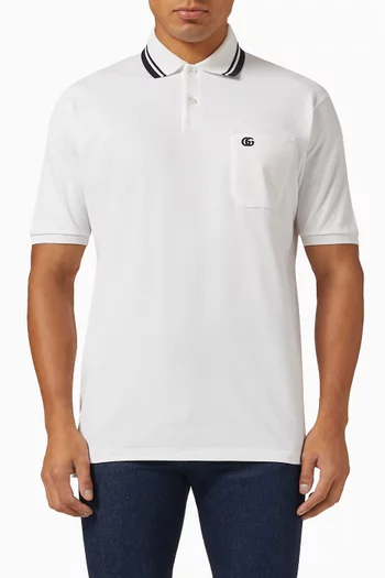 Embroidered Polo Shirt in Cotton Pique