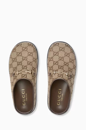 Horsebit Mules in GG Canvas