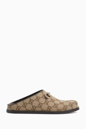 Horsebit Mules in GG Canvas
