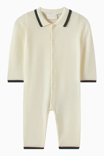 Web Stripe Romper in Cotton Jersey
