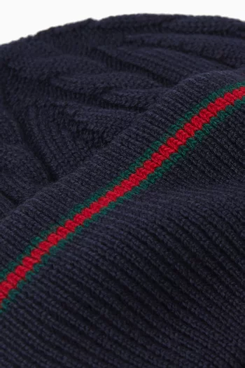 Web Knitted Beanie in Wool