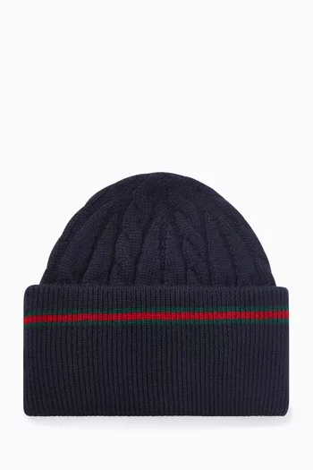 Web Knitted Beanie in Wool