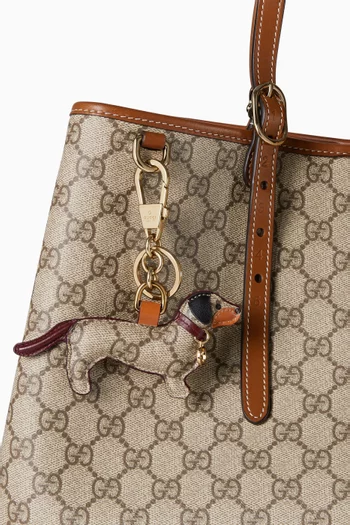 Dog-shaped Bag Charm in GG Canvas & Metal