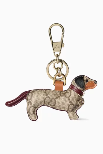 Dog-shaped Bag Charm in GG Canvas & Metal