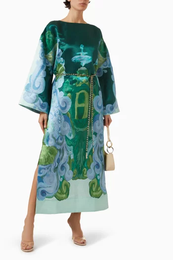 قفطان رن اواي حرير وكتان ستان