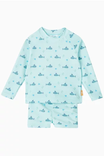 Printed Beach UV T-shirt in Recycled Nylon