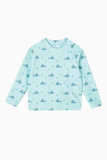 Printed Beach UV T-shirt in Recycled Nylon