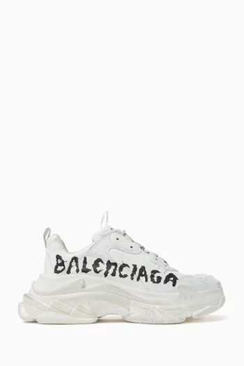 Triple S Paint Logo Sneakers in Leather