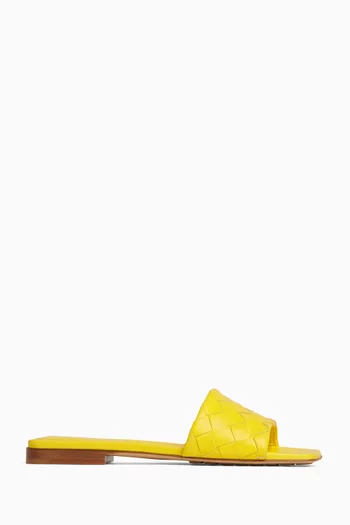Parco Flat Sandals in Intrecciato Leather