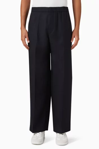 Tailored Straight-leg Track Pants in Wool Flannel