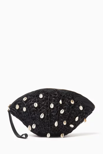 Seashell Embroidered Clutch in Toquilla Straw
