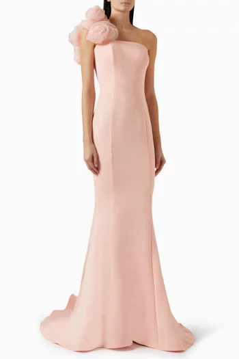 3D Rose-applique Dress in Scuba