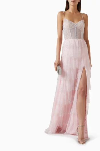 Strapless Embroidered Maxi Dress