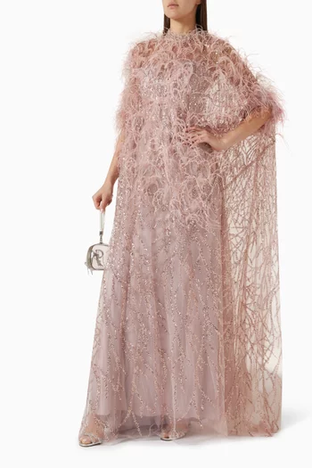 Embellished Maxi Dress in Tulle