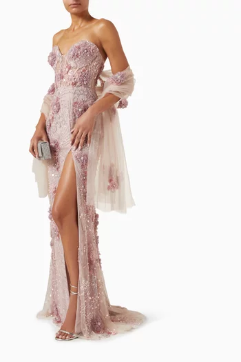 Embellished Off-shoulder Gown