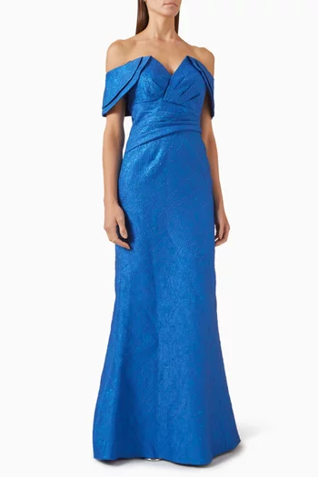 Off-shoulder Draped Gown