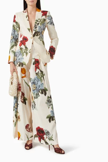 بنطال بلير بطيّات ونقشة زهور