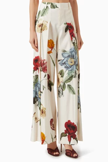 بنطال بلير بطيّات ونقشة زهور