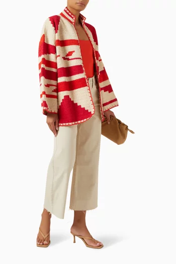 Saskia Long Jacket in Woven-knit