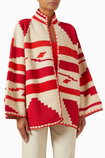 Saskia Long Jacket in Woven-knit