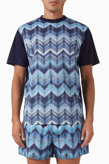 Airbrush-effect Zig Zag Print T-shirt in Cotton