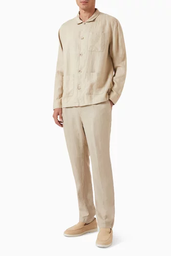 Tapered Pleated Pants in Linen