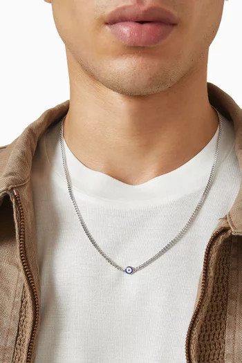 Single Blue Eye Necklace in Silver