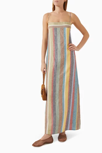 Laura Striped Maxi Dress in Linen