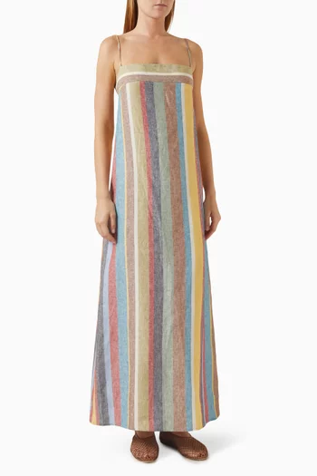 Laura Striped Maxi Dress in Linen