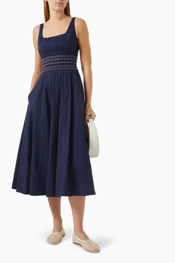 Rig Embroidered Dress in Cotton Poplin