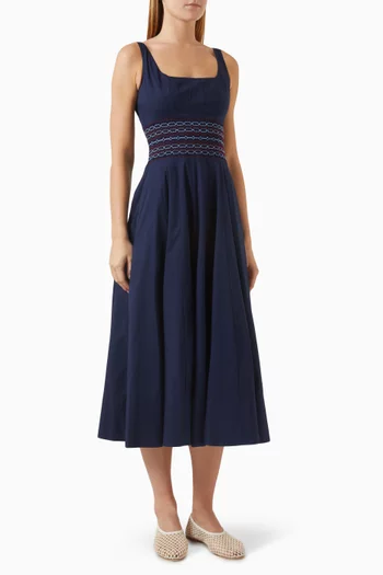 Rig Embroidered Dress in Cotton Poplin