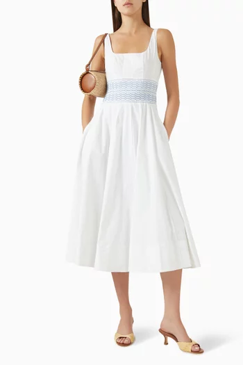 Rig Embroidered Dress in Cotton Poplin