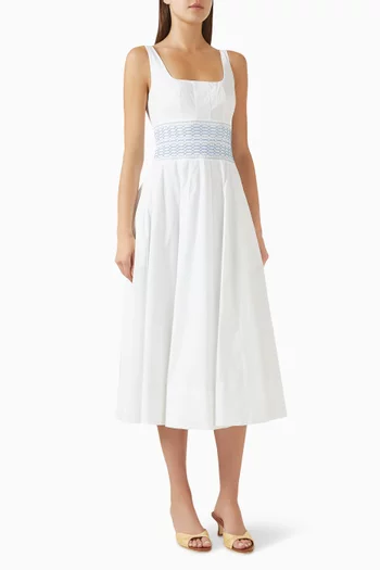 Rig Embroidered Dress in Cotton Poplin