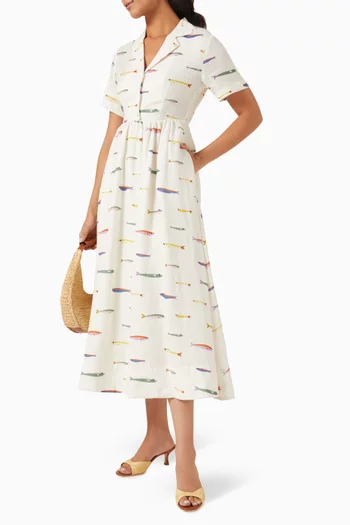Meryl Printed Dress in Linen