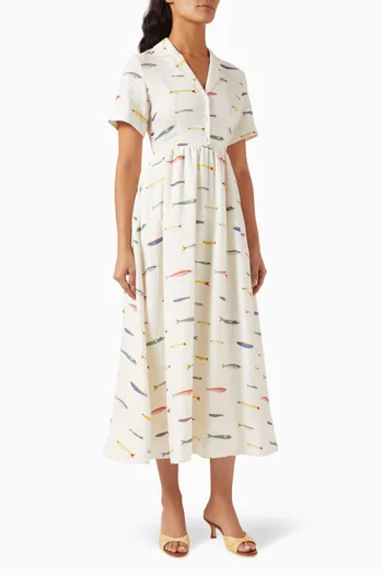 Meryl Printed Dress in Linen