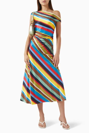 Phare Asymmetric-neck Dress in Silk Blend