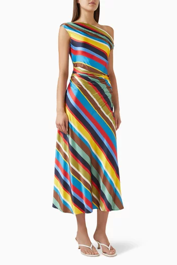 Phare Asymmetric-neck Dress in Silk Blend