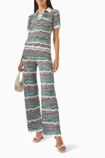 Zigzag Knit Polo Shirt