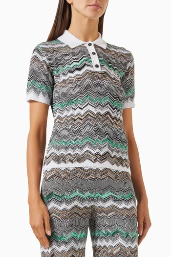 Zigzag Knit Polo Shirt