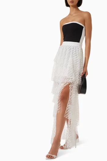 Elena Tiered Slit Skirt in Tulle